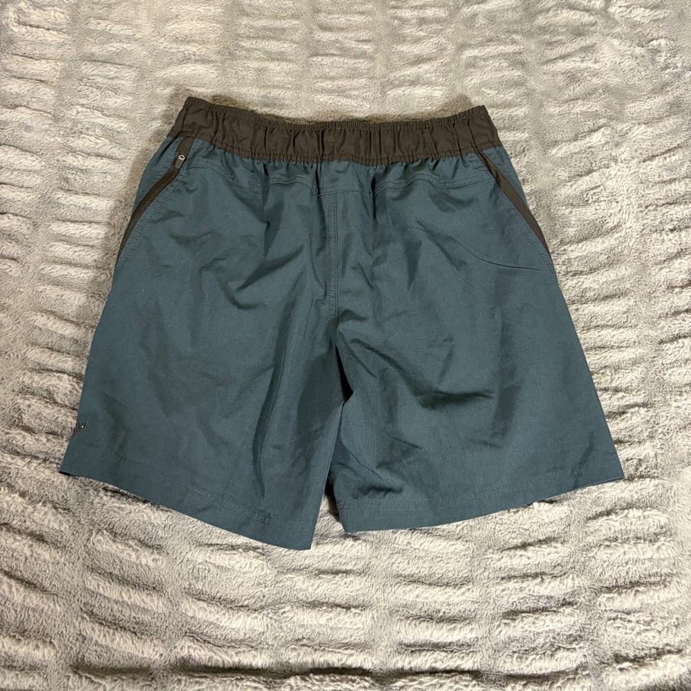 LEG3ND Mens Athletic Shorts Teal Blue‎ Gray Trim Pockets FA50191 Size S - Picture 2 of 8